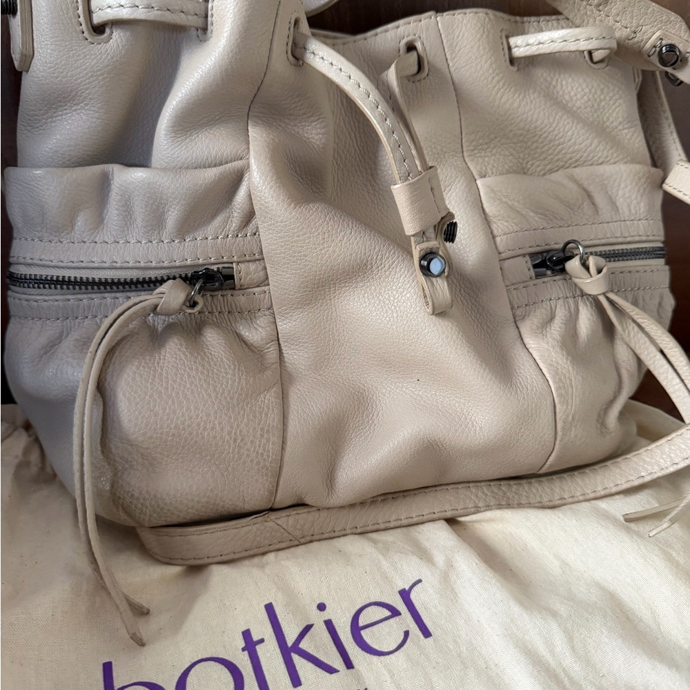 Botkier Beige Leather Crossbody Bucket Bag